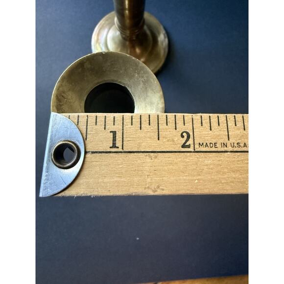 Vintage Brass Candlesticks Taper Holders 6” Mid Century Made In India Pair Set - Picture 7 of 8